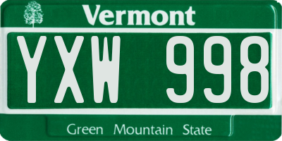 VT license plate YXW998