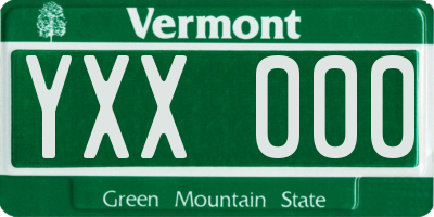 VT license plate YXX000