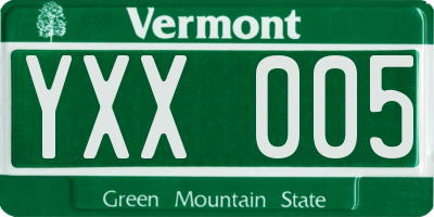 VT license plate YXX005