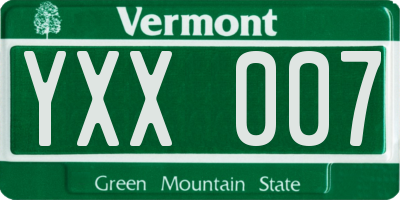 VT license plate YXX007
