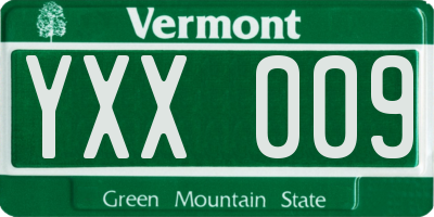 VT license plate YXX009