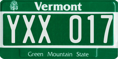 VT license plate YXX017