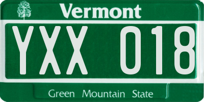 VT license plate YXX018