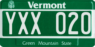 VT license plate YXX020