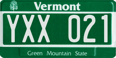 VT license plate YXX021
