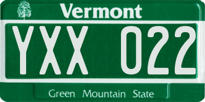 VT license plate YXX022