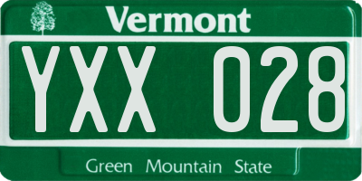 VT license plate YXX028