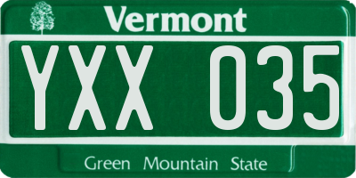 VT license plate YXX035