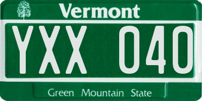 VT license plate YXX040