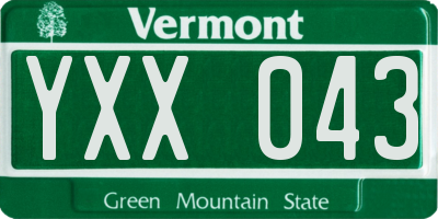 VT license plate YXX043