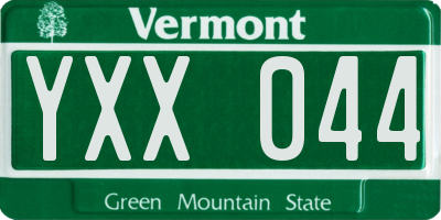 VT license plate YXX044