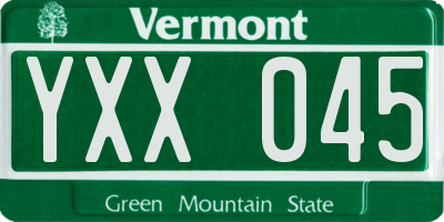 VT license plate YXX045