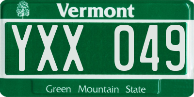VT license plate YXX049