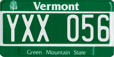 VT license plate YXX056