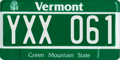 VT license plate YXX061