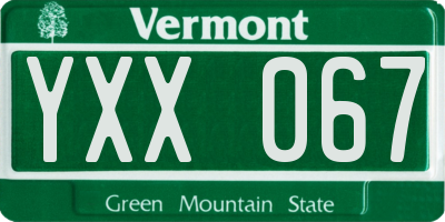 VT license plate YXX067