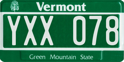 VT license plate YXX078