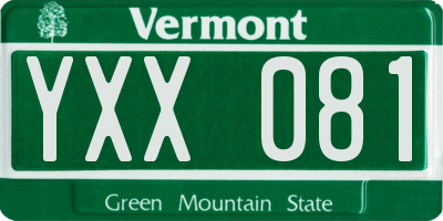 VT license plate YXX081