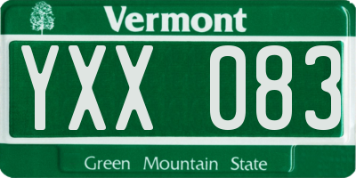 VT license plate YXX083