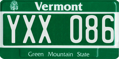 VT license plate YXX086