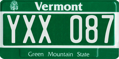VT license plate YXX087