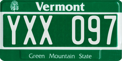 VT license plate YXX097