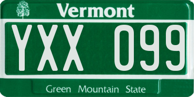 VT license plate YXX099