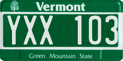 VT license plate YXX103