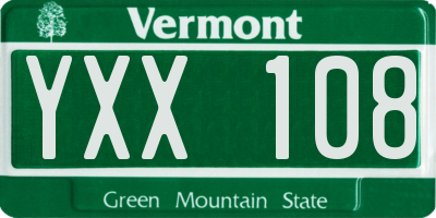 VT license plate YXX108