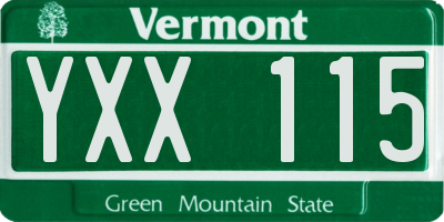 VT license plate YXX115