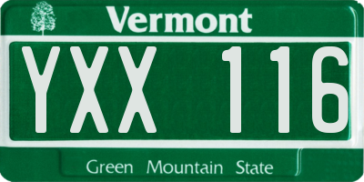 VT license plate YXX116