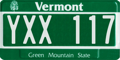 VT license plate YXX117
