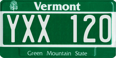 VT license plate YXX120