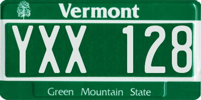 VT license plate YXX128