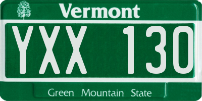 VT license plate YXX130