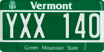 VT license plate YXX140
