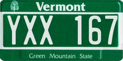 VT license plate YXX167