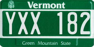 VT license plate YXX182