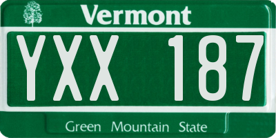 VT license plate YXX187