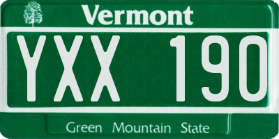 VT license plate YXX190