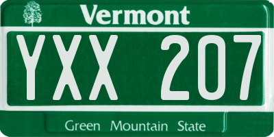 VT license plate YXX207