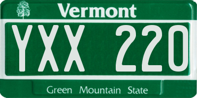 VT license plate YXX220