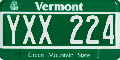 VT license plate YXX224