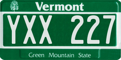 VT license plate YXX227