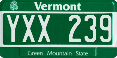 VT license plate YXX239