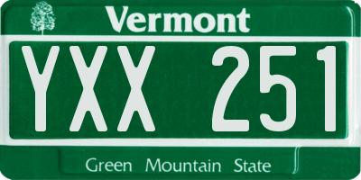VT license plate YXX251