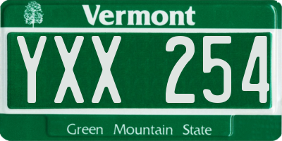 VT license plate YXX254