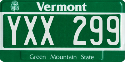 VT license plate YXX299