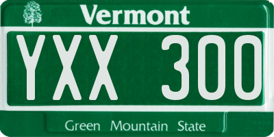 VT license plate YXX300