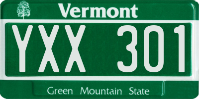 VT license plate YXX301